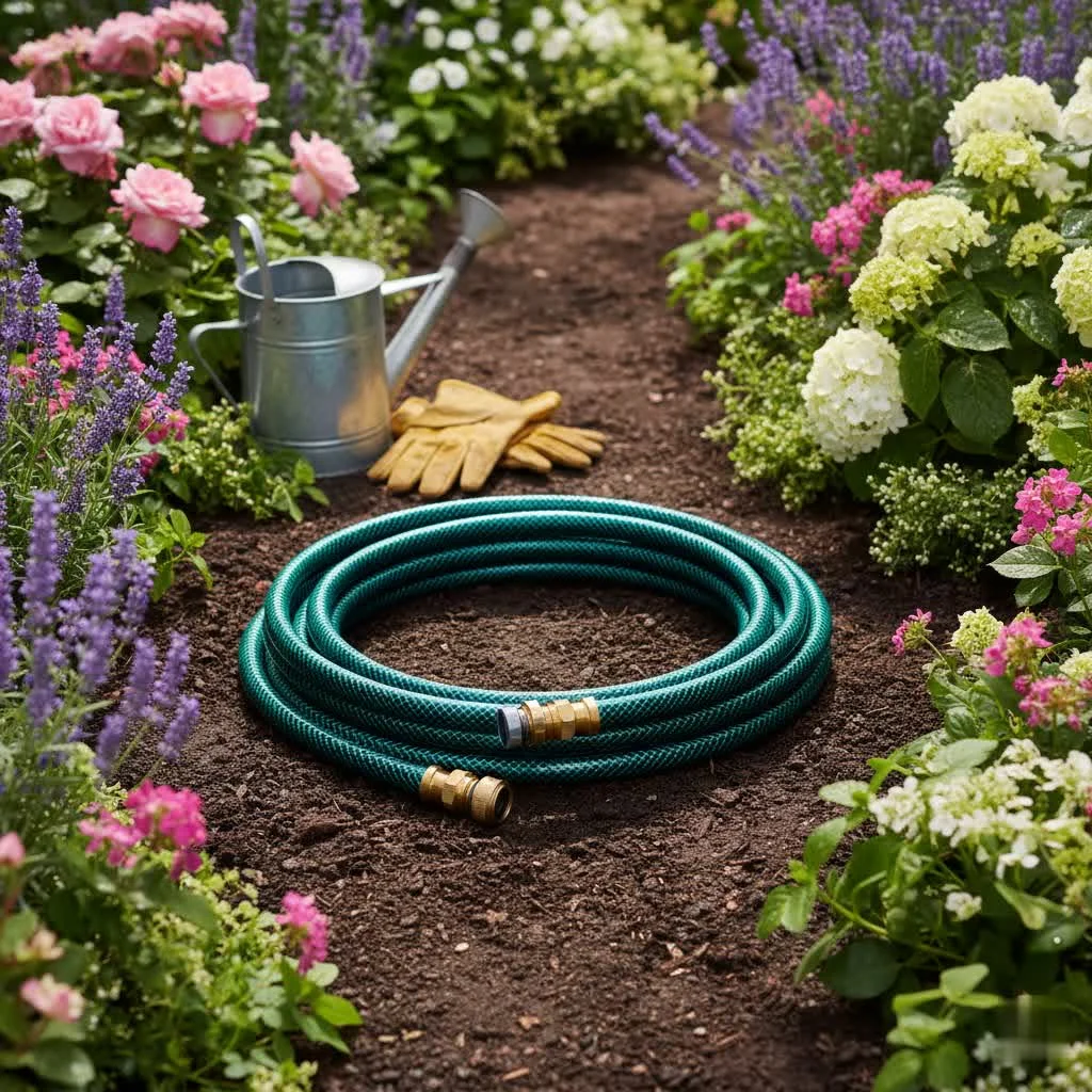 Heated garden hose preventing ice damage