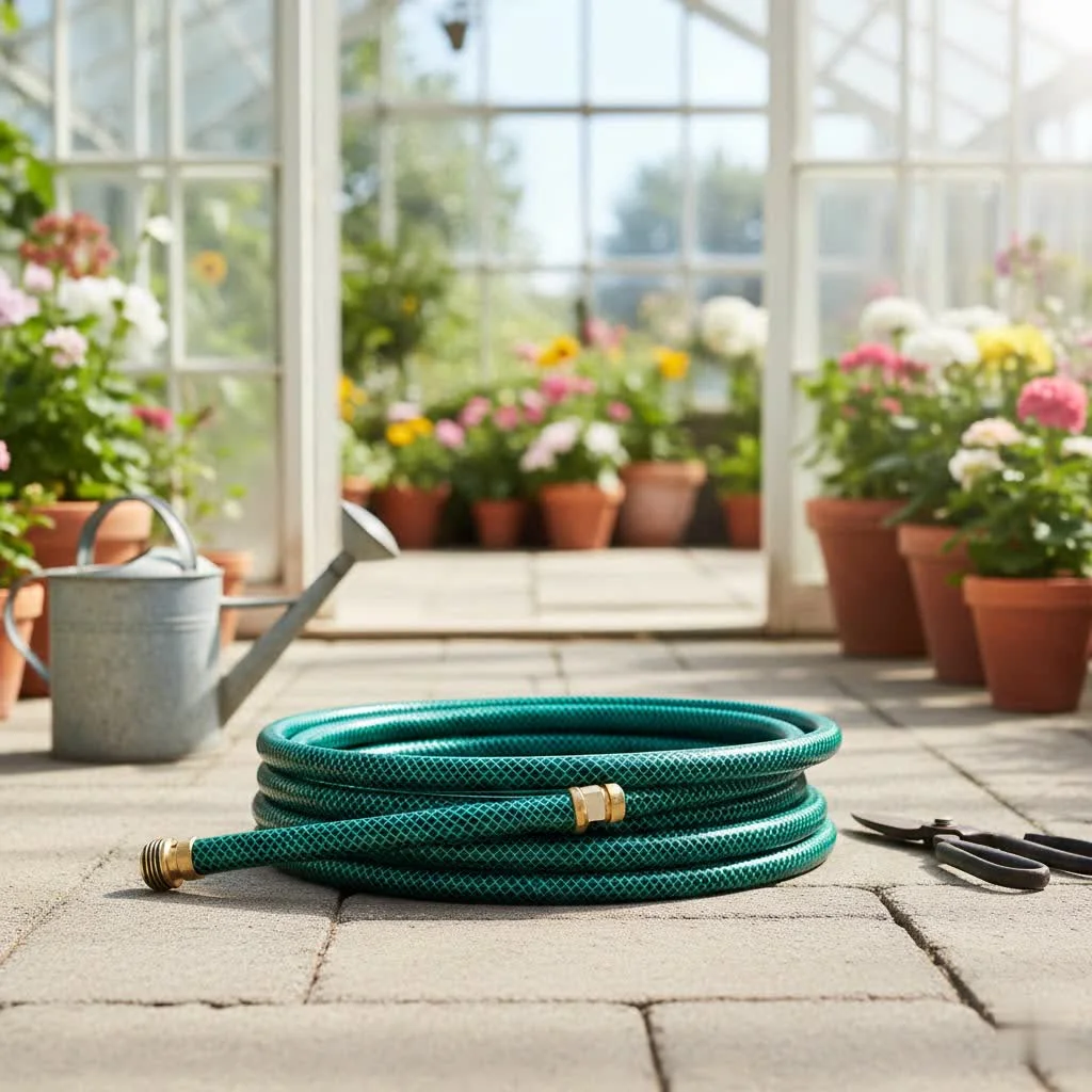 Retractable wall-mounted hose reel for garden organization